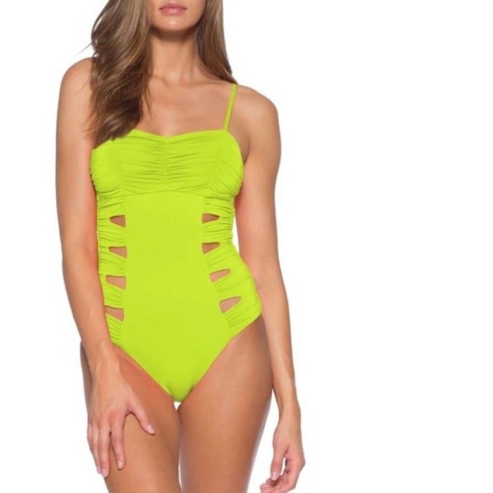 Soluna Swim Clear Skies Cutout Maillot One-Piece Neon Green Swimsuit
